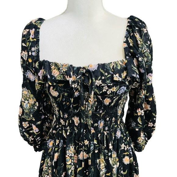 Free People NWT Small OASIS FLORAL PRINTED MAXI DRESS - BLACK COMBO - Picture 6 of 16